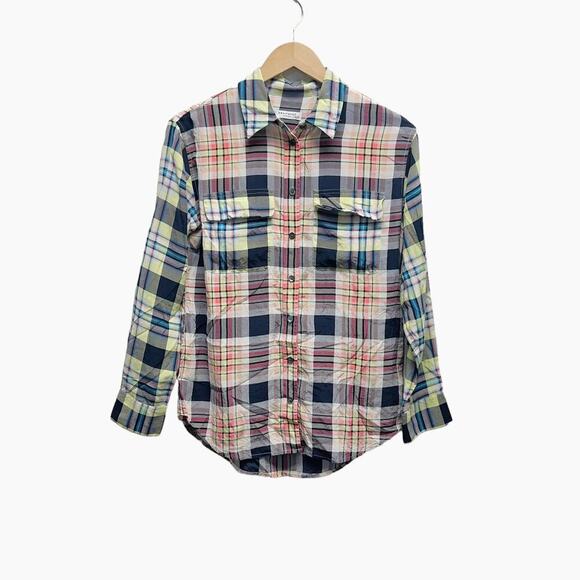 Equipment Contrast Signature Handbook Plaid Silk‎ Blouse - Picture 2 of 8